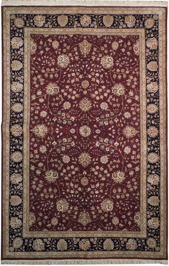 5.9 x 8.9 Quality New Handmade Rug Wool and Silk Burgundy #PIX-19166