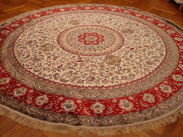 10.0 x 10.0 Feet Hand-knotted Round Silk Rug