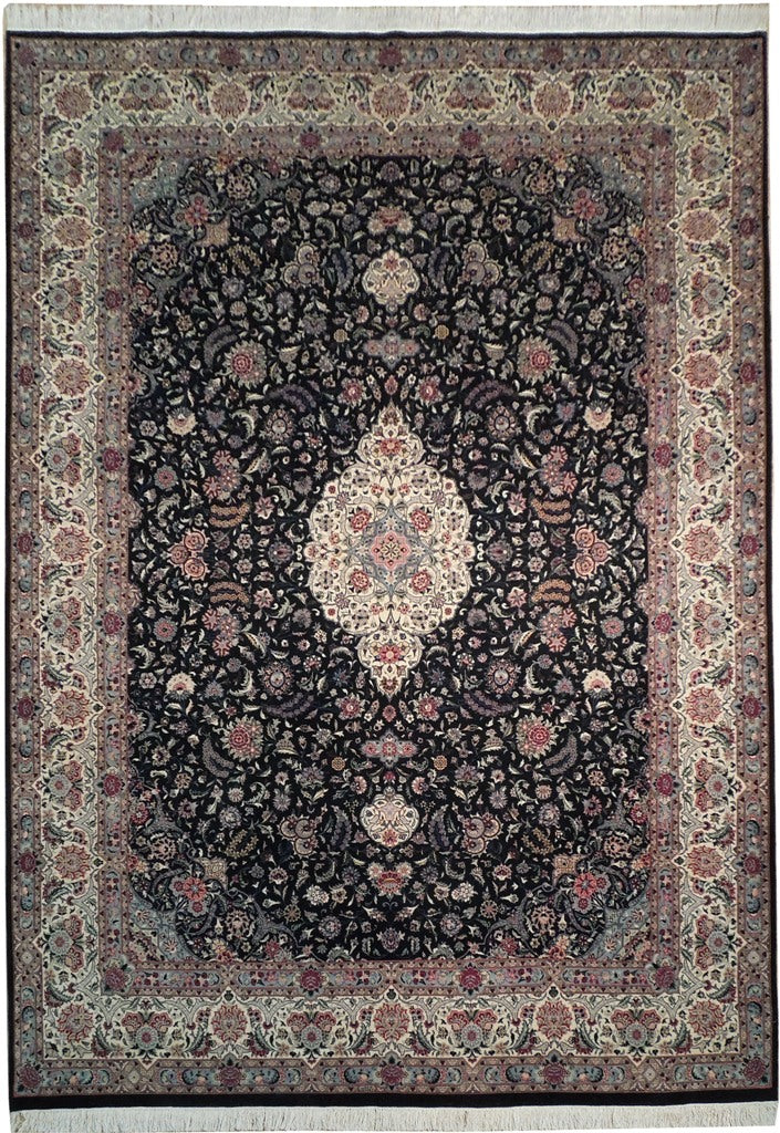 9 x 12.7 Black Great Quality Hand-Knotted Rug Dense Lustrous Wool