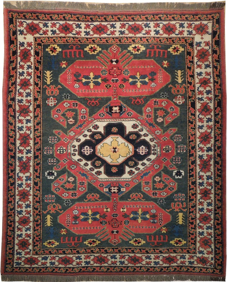 6 x 7 Hand-Knotted Kazak Rug Wool on Wool