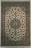 Load image into Gallery viewer, 6.7 x 9.8 Fine Authentic Persian Tabriz Rug Handmade Iran Wool and Silk 400 KPSI Ivory Green #PIX-18140