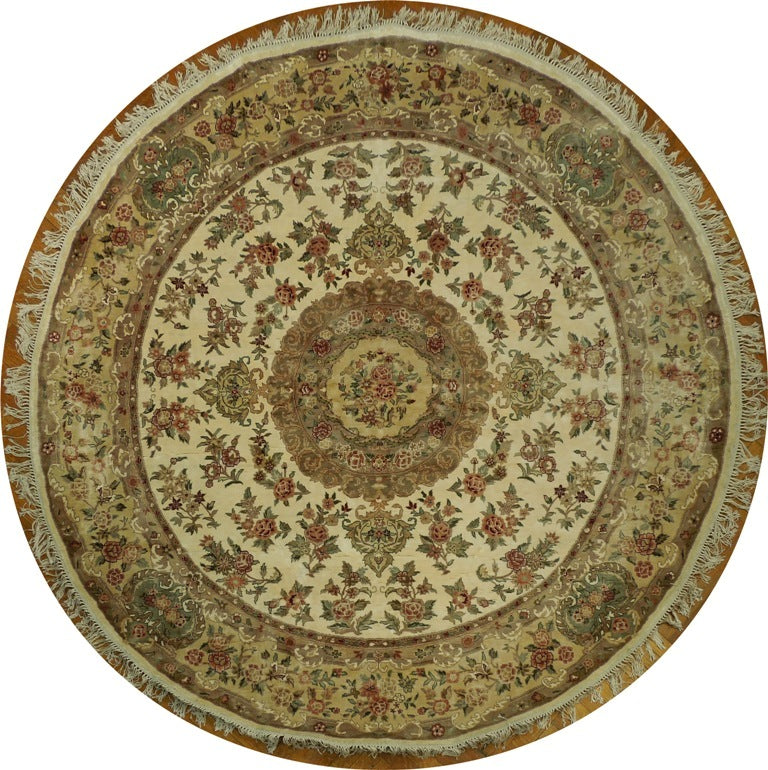 8.0 x 8.0 Feet ROUND Fine Handmade Wool and Silk Rug#PIX-20921