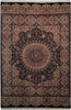 Load image into Gallery viewer, 5.10 x 8.8 High Quality Wool and Silk Handmade Rug French Savonnerie BLACK #PIX-18807