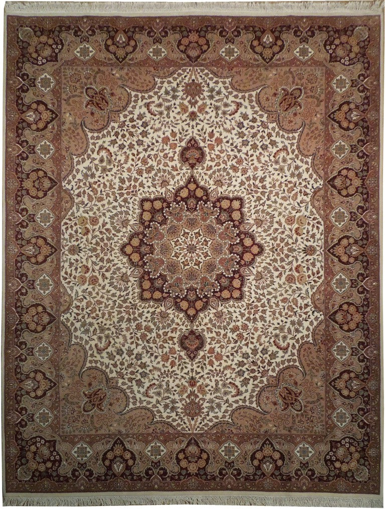 8 x 9.9 Persian Tabriz Hand‑Knotted Wool Classic Oriental Style Area Rug 