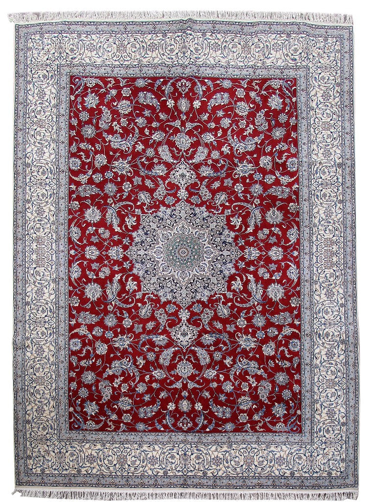 9.4 x 13.4 Authentic Persian Nain Rug Wool and Silk Handmade Iran #B-80009