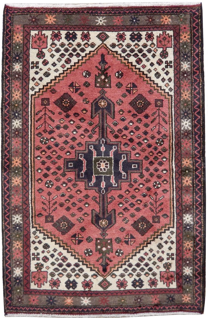 3.2 x 4.9 Persian Hamadan Rug Pink #PIX-21249