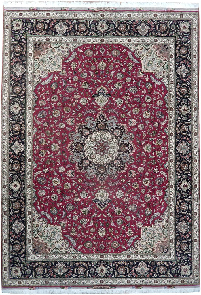 8.2 x 11.5 Signed Authentic Persian Tabriz Rug Wool and Silk High End Handmade Iran #PIX-21881