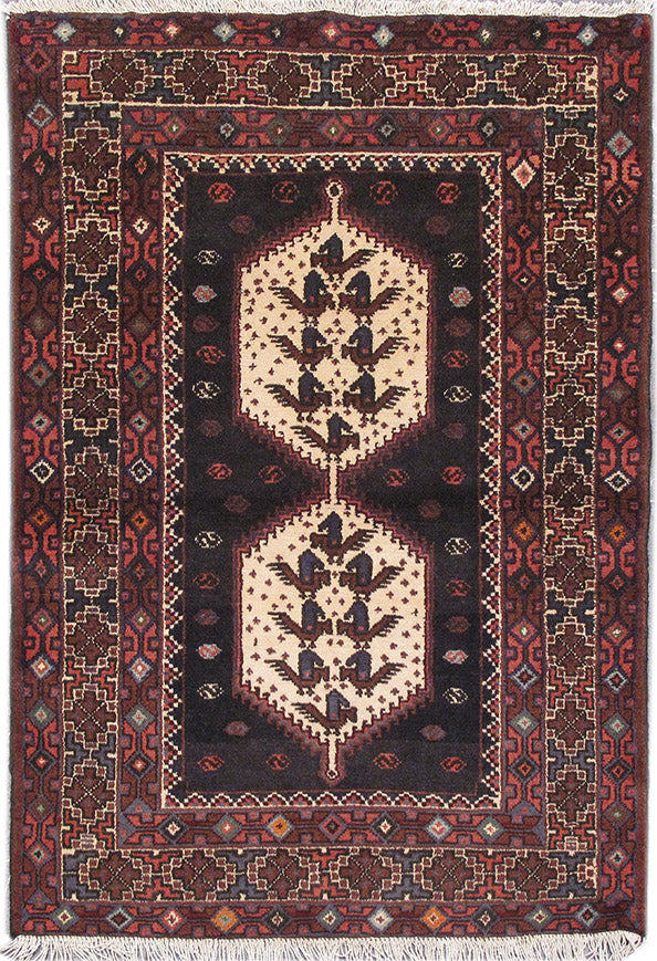 3.3 x 4.8 Persian Decorative Tribal Rug Black #PIX-82738