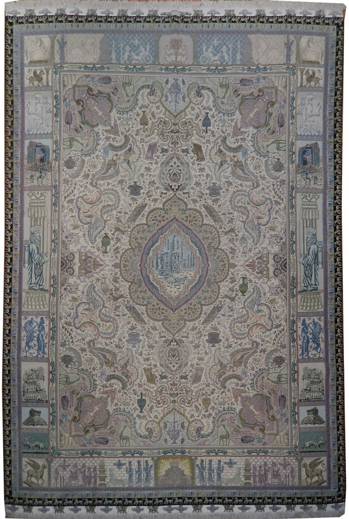 9 x 13.6 super Fine Quality Authentic Persian Tabriz Rug 70 Raj 500 Kpsi Wool and Silk On Silk Foundation Akhte Jamshid Iran Ancient #PIX-21911