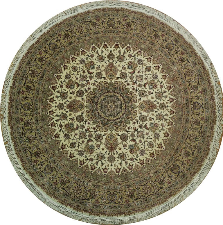 7 x 7 feet ROUND fine weave Quality Wool and Silk Rug    #PIX-17191