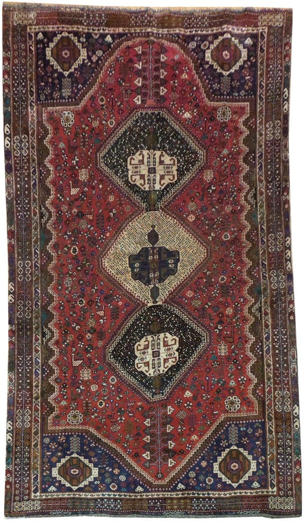 6 x 10 Semi-Antique Tribal Persian SHIRAZ Rug #PIX-19864