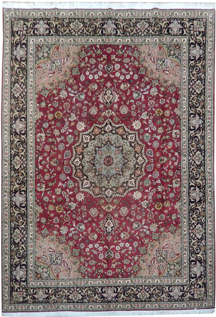8.4 x 11.7 Authentic Fine Quality Persian Tabriz Carpet Handmade Iran Wool and Silk 400 KPSI #PIX-21866