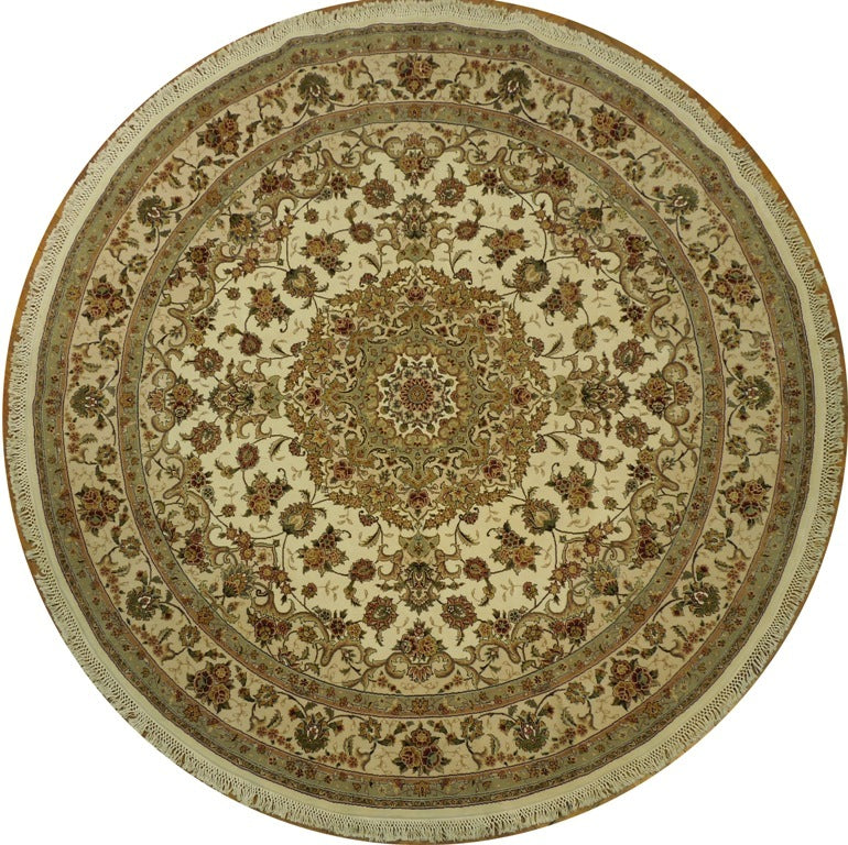 8.2 x 8.2 Feet ROUND Wool and Silk Fine Hand-knotted Rug #PIX-20867