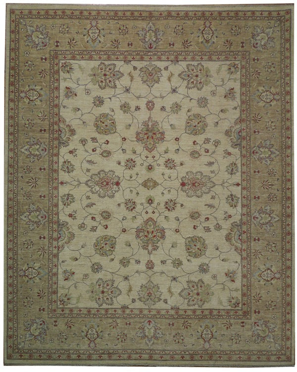8.2 x 9.9 Peshawar Zigler Carpet Natural Wool Hand-Knotted Chobi Area Rug #PIX-20542