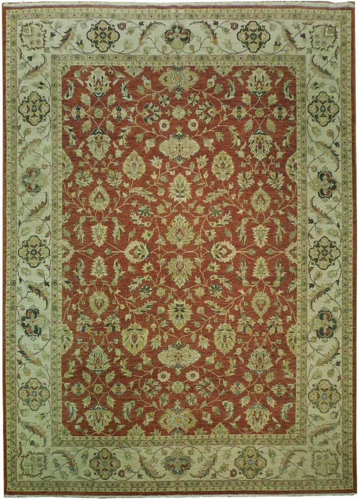 9 x 12 Quality Natural Wool Handmade Chobi Peshawar Rug Rust