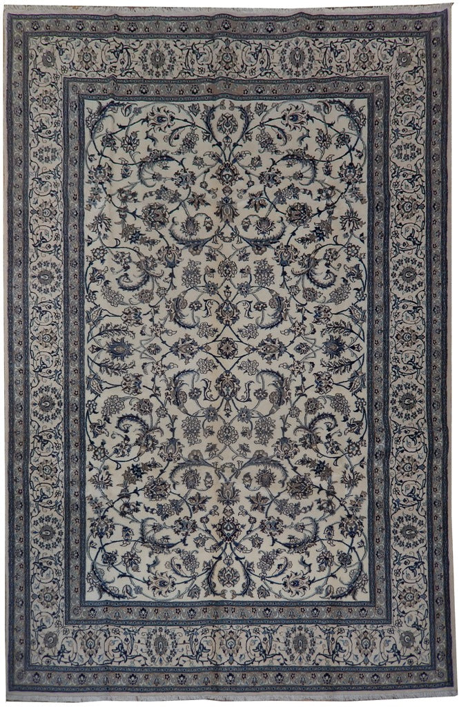 8 x 11.9 Authentic Persian Nain Iran Rug Wool and Silk #PIX-21841