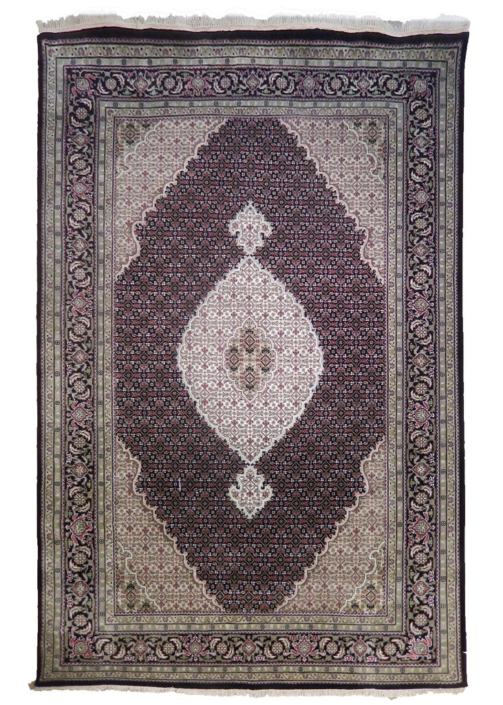 6 x 9 Artisanal Persian Traditional Wool Silk Hamadan Carpet Rug 