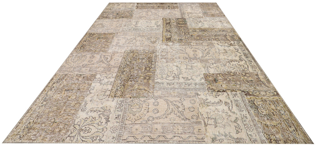 5' x 8' Persian Antique rug Neutral Warm Patchwork Vintage Hand-knotted Rugs  PK112