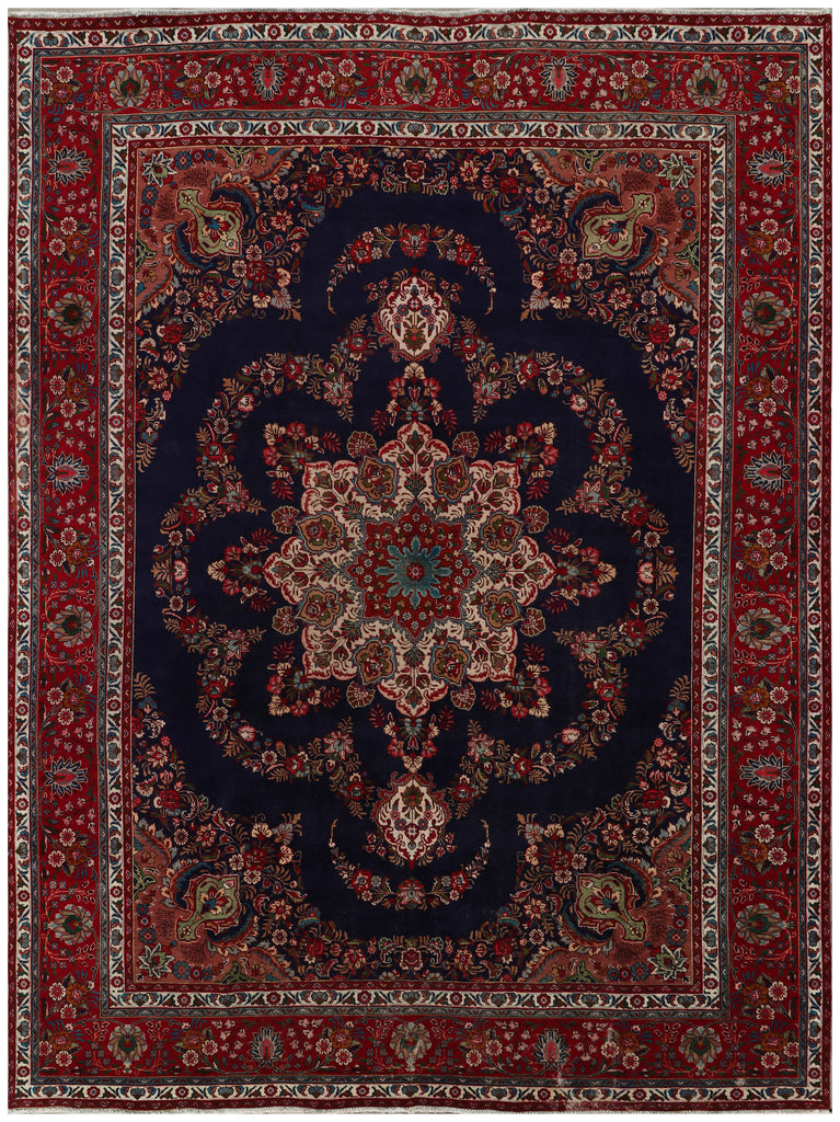 9.6 x 12.7 Persian Hand-knotted Wool Rug Navy Blue PK115