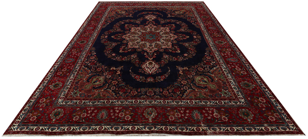 9.6 x 12.7 Persian Hand-knotted Wool Rug Navy Blue PK115