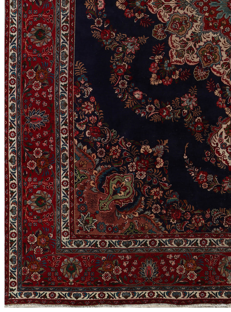 9.6 x 12.7 Persian Hand-knotted Wool Rug Navy Blue PK115