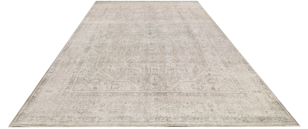 10' x 12' Persian Vintage Rug  Hand-knotted Rug Faded Pastels Light Gray Overdyed Pre-Owned PK124