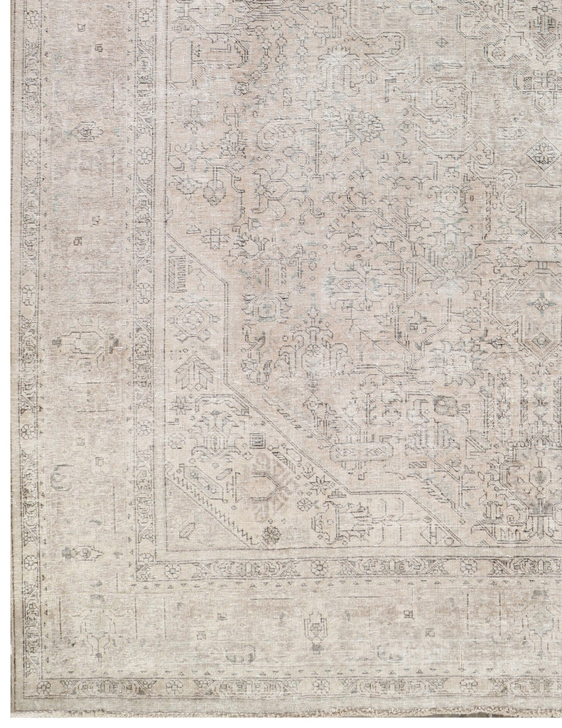 10' x 12' Persian Vintage Rug  Hand-knotted Rug Faded Pastels Light Gray Overdyed Pre-Owned PK124