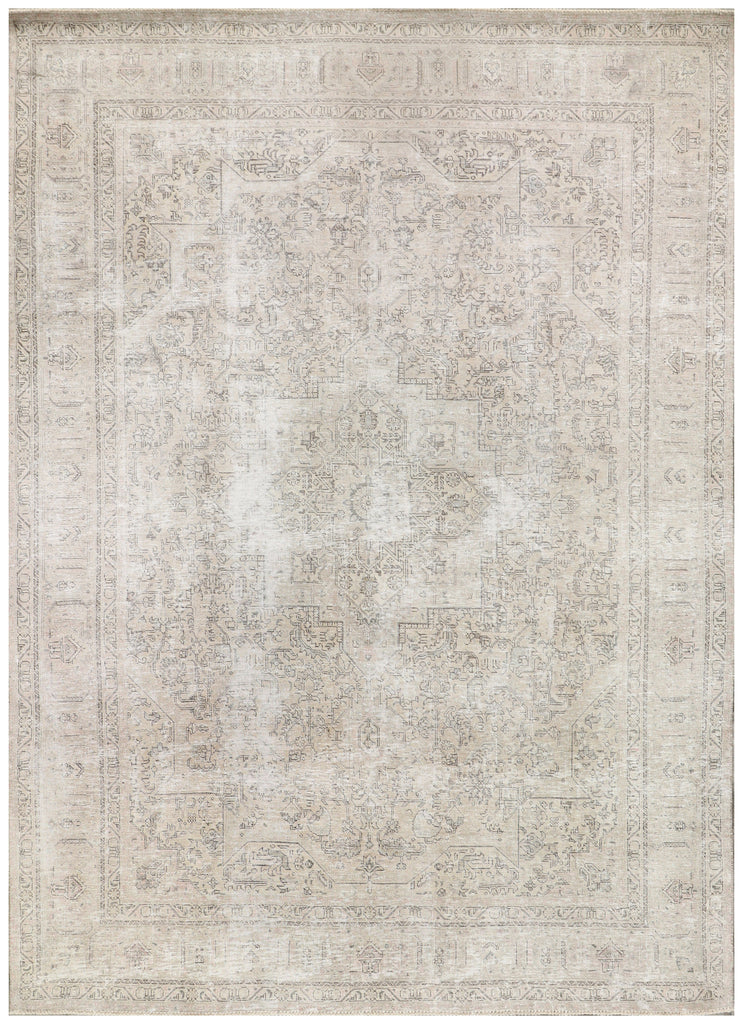 8' x 11' Distressed Vintage Hand-knotted Persian Rug Light Gray Overdyed Pre-Owned PK126