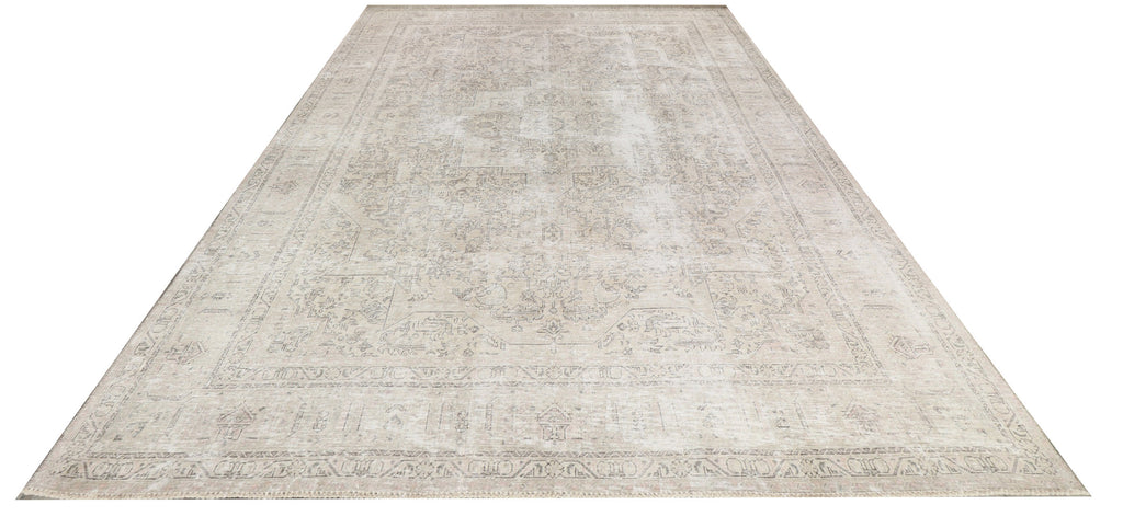 8' x 11' Distressed Vintage Hand-knotted Persian Rug Light Gray Overdyed Pre-Owned PK126