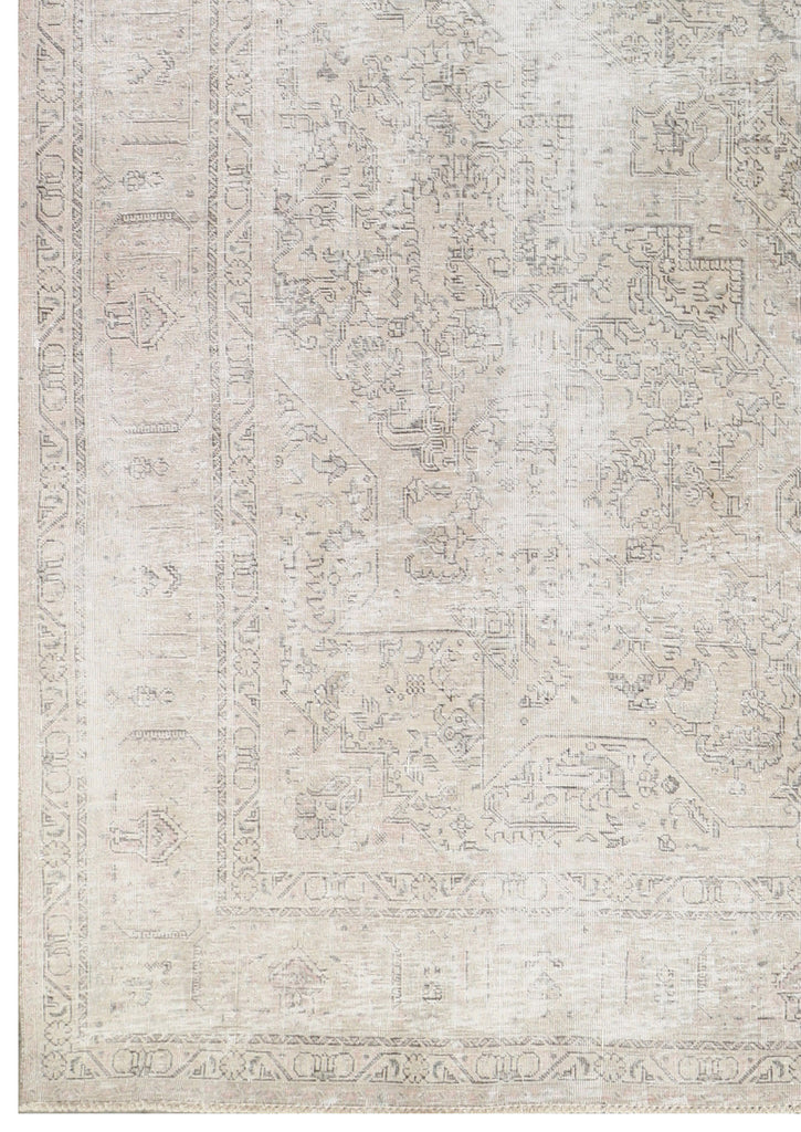 8' x 11' Distressed Vintage Hand-knotted Persian Rug Light Gray Overdyed Pre-Owned PK126