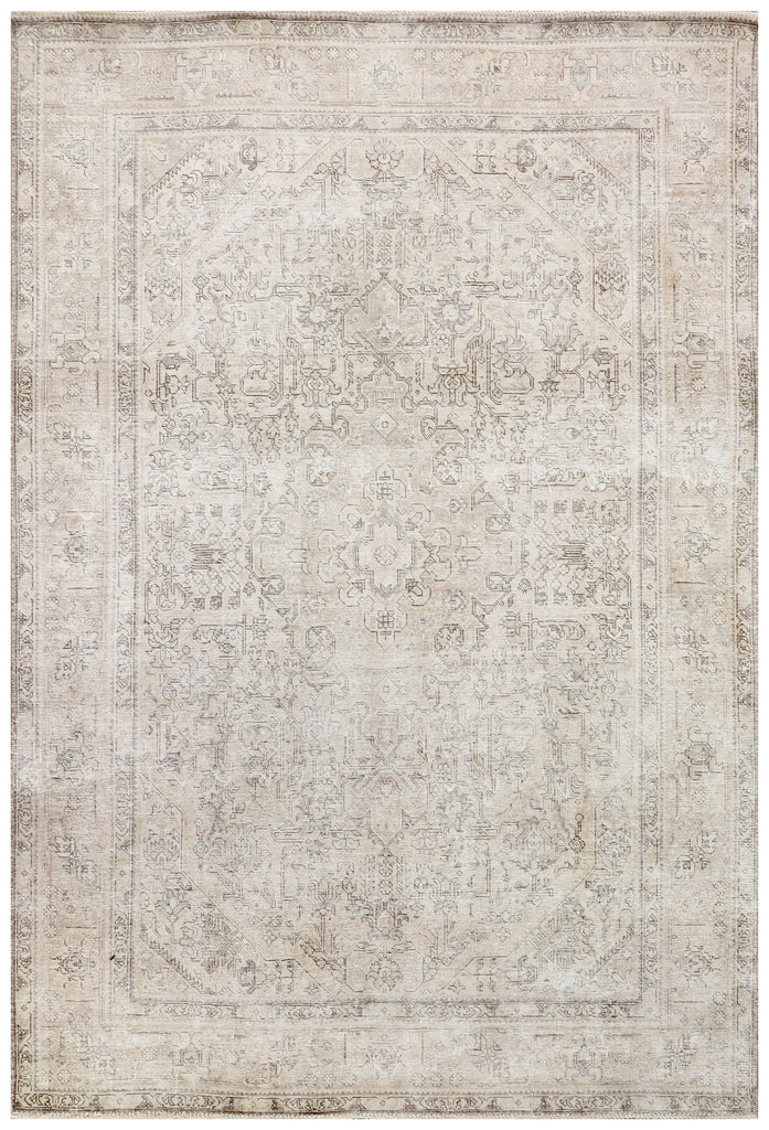 6' x 9' Vintage Hand-knotted Persian Rug Neutral TAUP Light Gray Distressed carpet Pre-Owned PK128