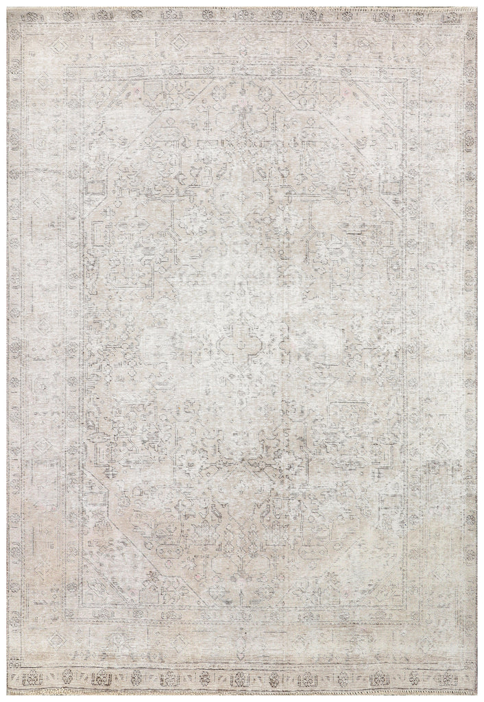 6' x 9' Vintage Hand-knotted Persian Rug Light Gray distressed Pre-Owned PK129