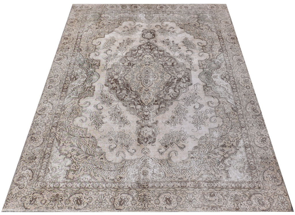 9' x 12' Persian Distressed Vintage Hand-knotted Rug Low Worn Pile Pre-Owned PK133