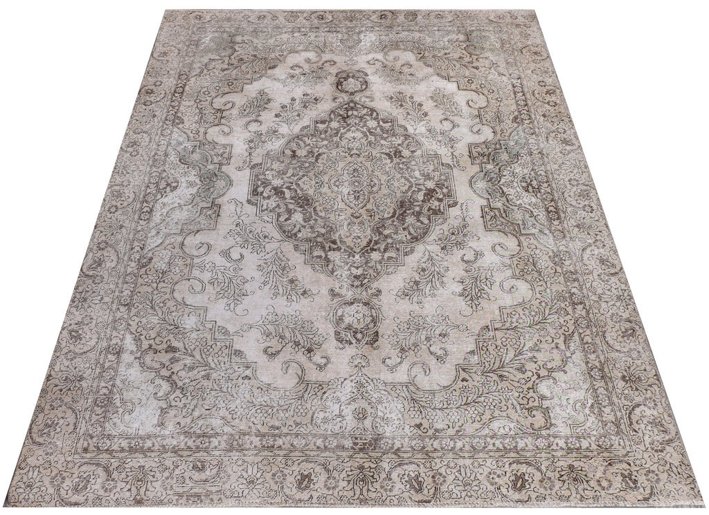 9' x 12' Persian Distressed Vintage Hand-knotted Rug Low Worn Pile Pre-Owned PK133