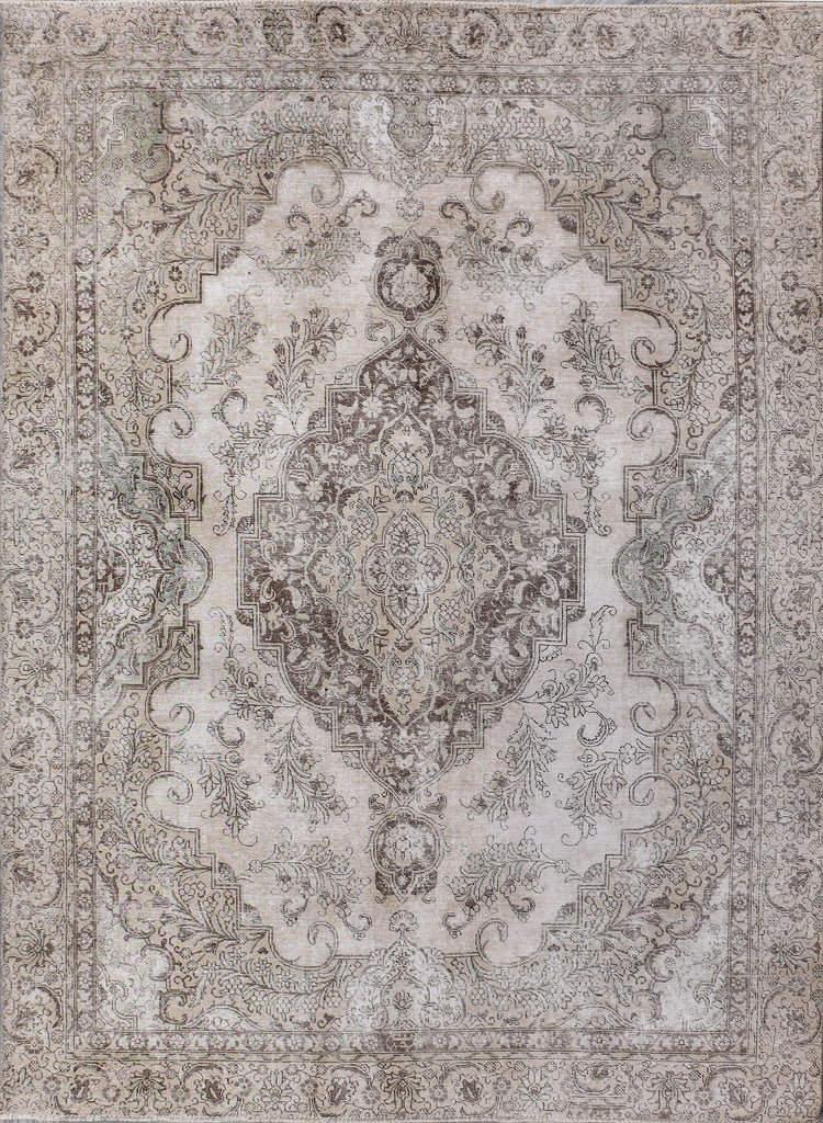 9' x 12' Persian Distressed Vintage Hand-knotted Rug Low Worn Pile Pre-Owned PK133