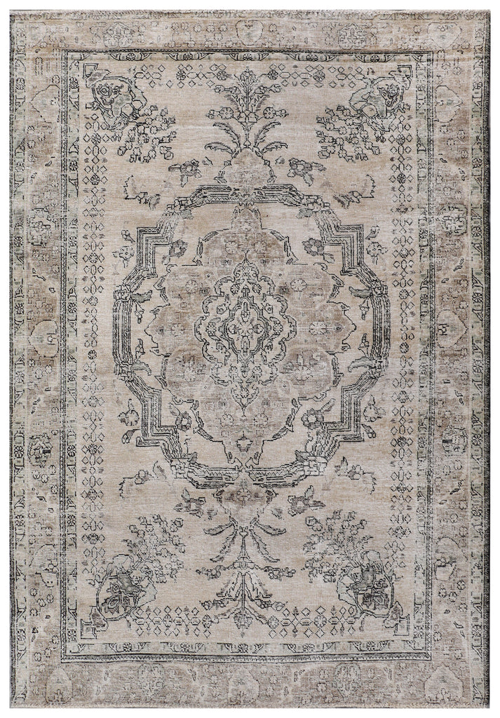 7' x 10' Vintage Persian Tabriz Distressed RugHand-knotted Rug  Light Gray  PK139