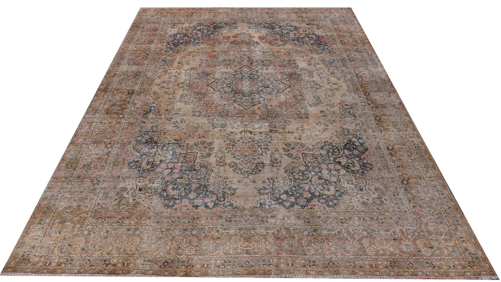 9' x 12' Distressed Persian Vintage Hand-knotted Rug Pre-Owned PK145