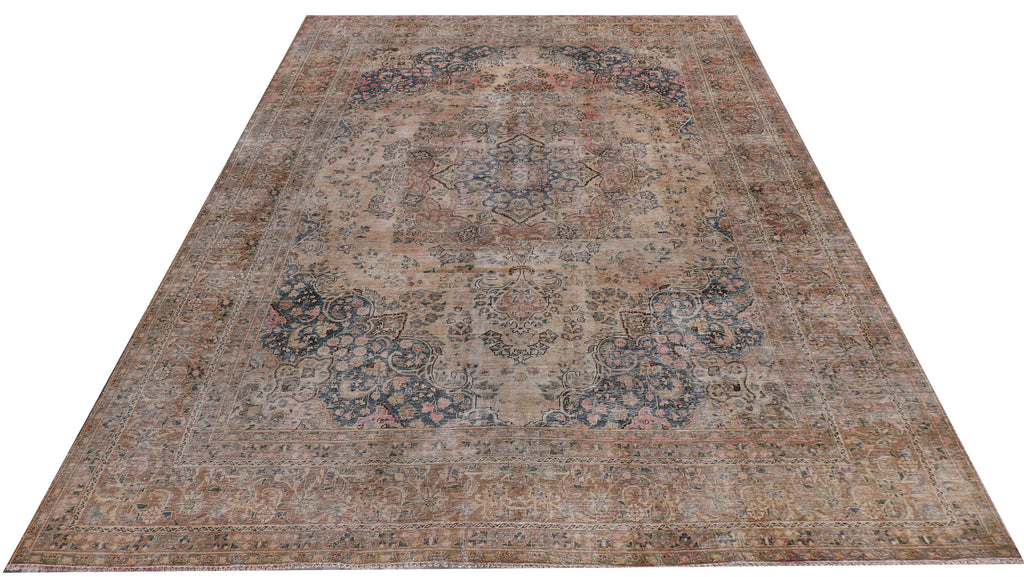 9' x 12' Distressed Persian Vintage Hand-knotted Rug Pre-Owned PK145