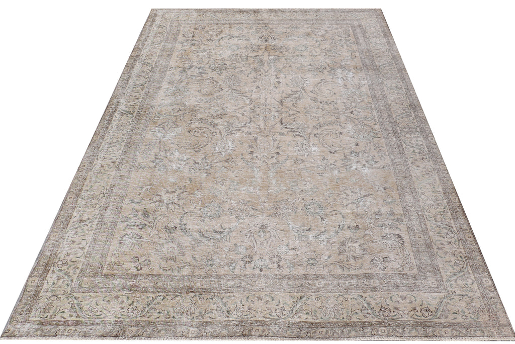 7.8 x 11 Vintage Hand-knotted Persian Rug Faded Gray  Pre-Owned PK151