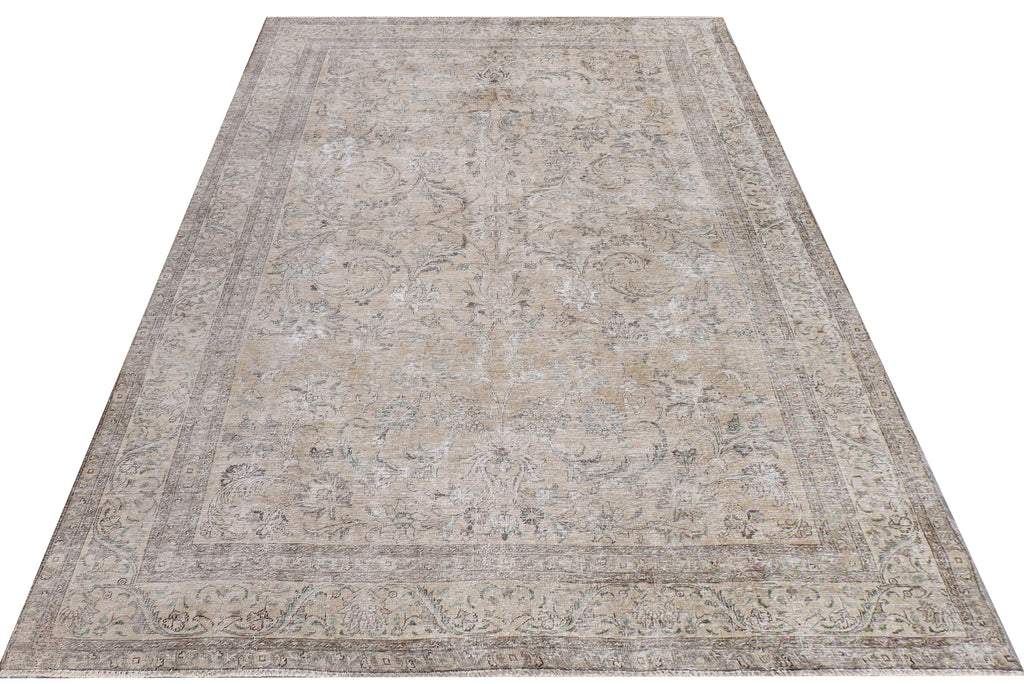 7.8 x 11 Vintage Hand-knotted Persian Rug Faded Gray  Pre-Owned PK151