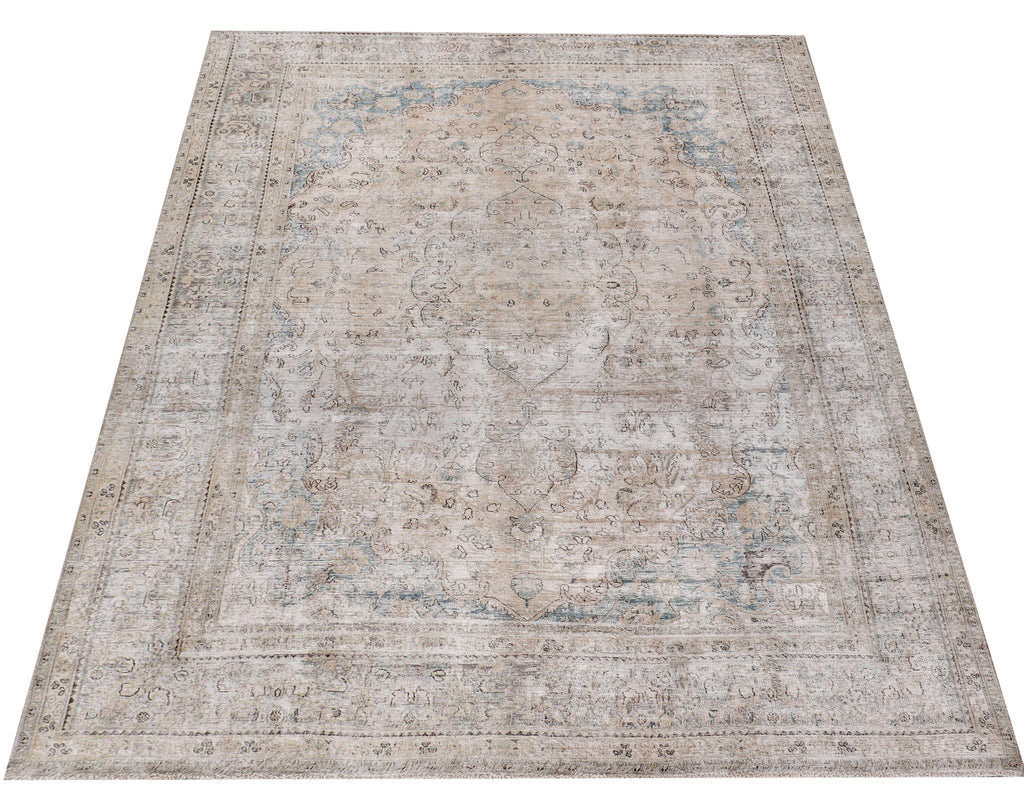 9' x 12' Persian Vintage Hand-knotted Rug Neutral Gray Taup PK155