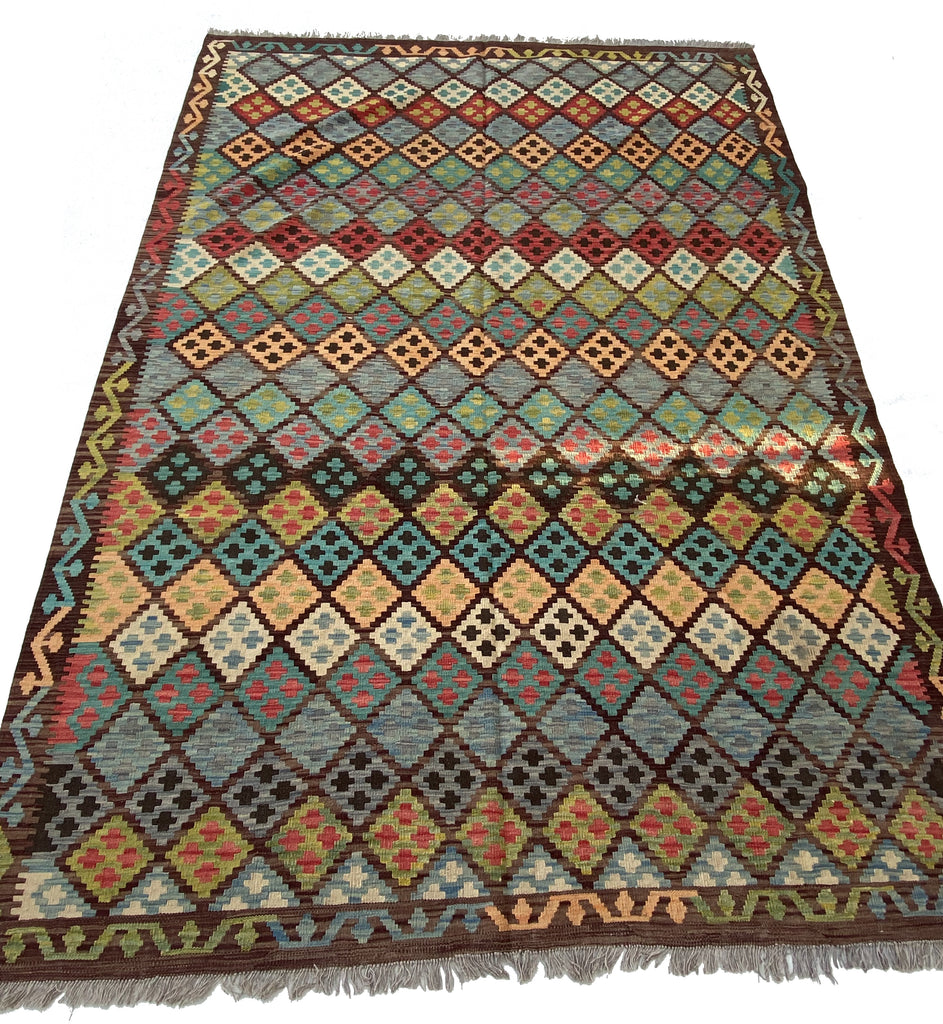 7 x 10 Multi-Color Red Kilim Rug K-115