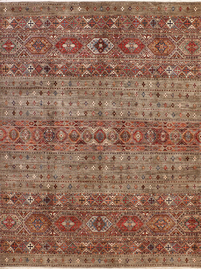 9' x 12' TRIBAL Soltani Ziglar Rug Fine Ghazni Hi Quality Wool MULTI NEUTRAL BROWN PK260