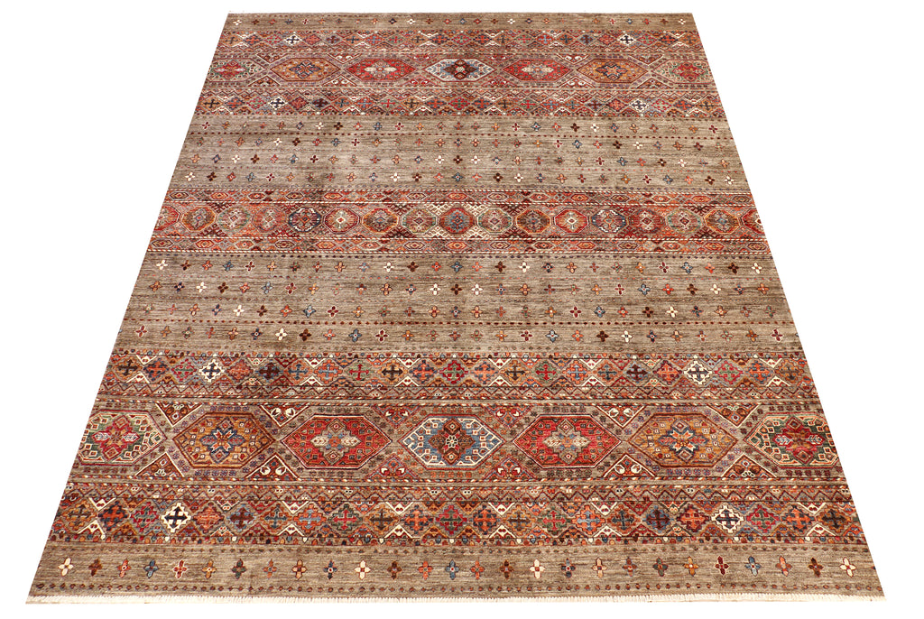 9' x 12' TRIBAL Soltani Ziglar Rug Fine Ghazni Hi Quality Wool MULTI NEUTRAL BROWN PK260