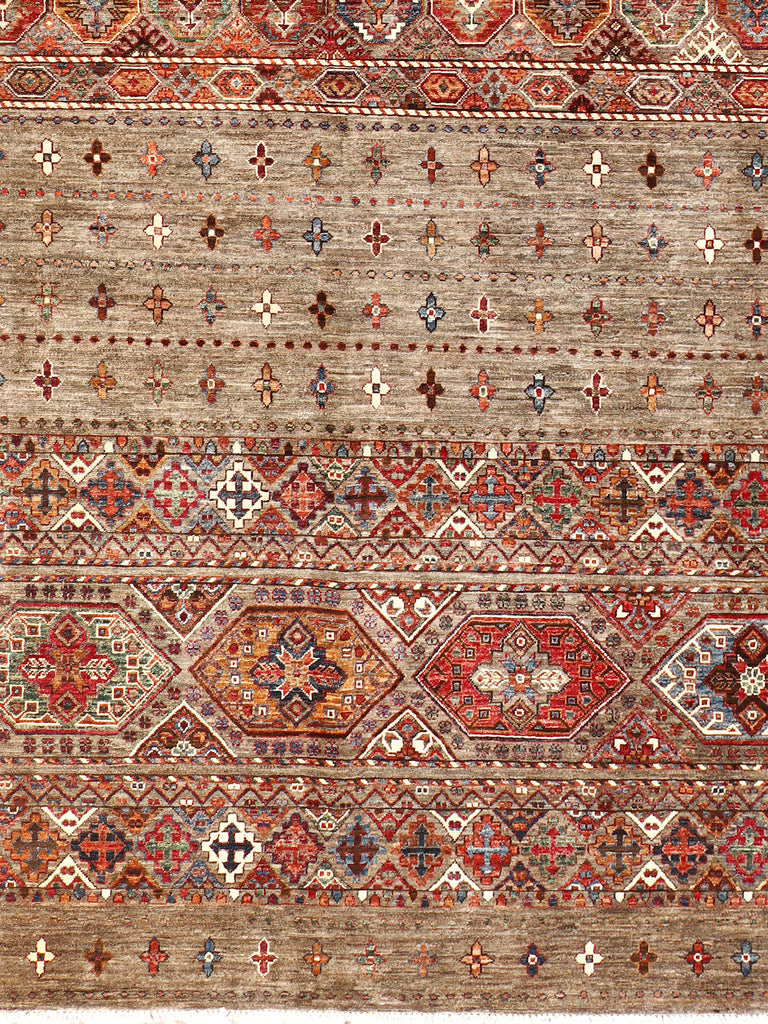 9' x 12' TRIBAL Soltani Ziglar Rug Fine Ghazni Hi Quality Wool MULTI NEUTRAL BROWN PK260