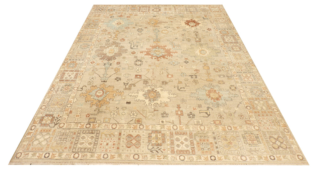 12 x 9.2 Oushak Rug Fine Wool Quality LIGHT NATURAL PK278