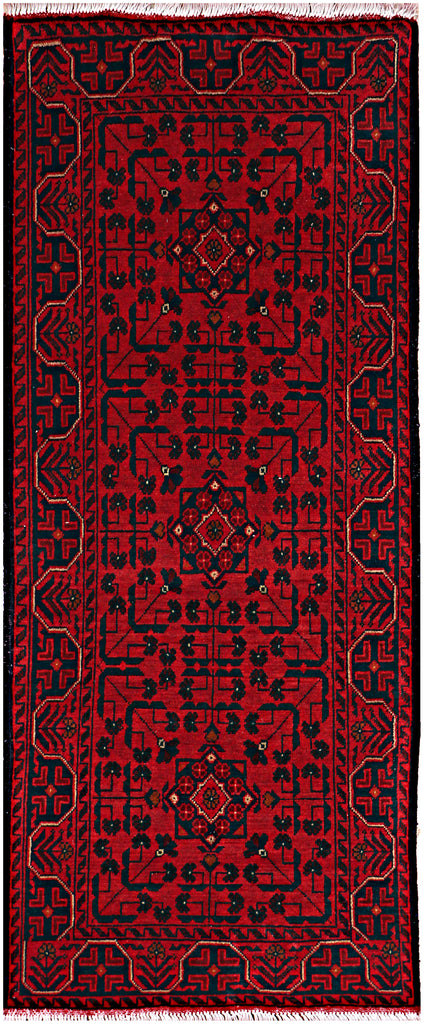 6 FOOT RUNNER 3' x 6' Dark Red Afghan Khal Mohammadi Rug Ethnic Tribal Rug PK47