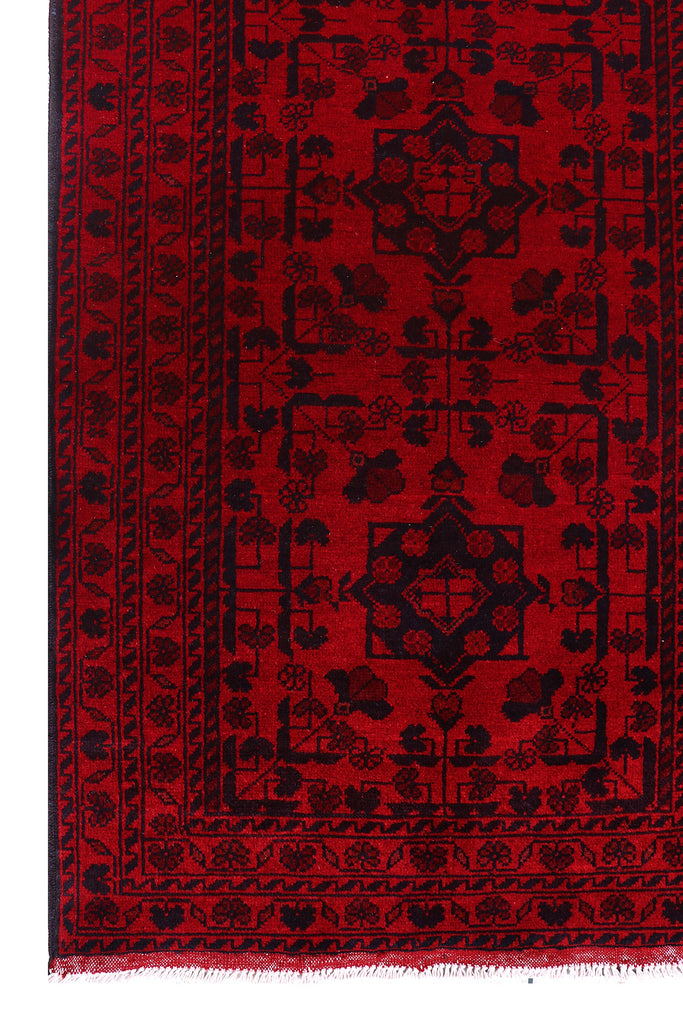 2.7 x 6.6 Dark Red Afghan Khal Mohammadi Rug Ethnic Tribal Runner Rug PK50