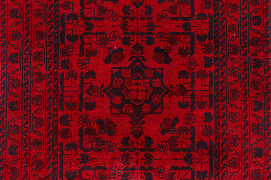 2.7 x 6.6 Dark Red Afghan Khal Mohammadi Rug Ethnic Tribal Runner Rug PK50