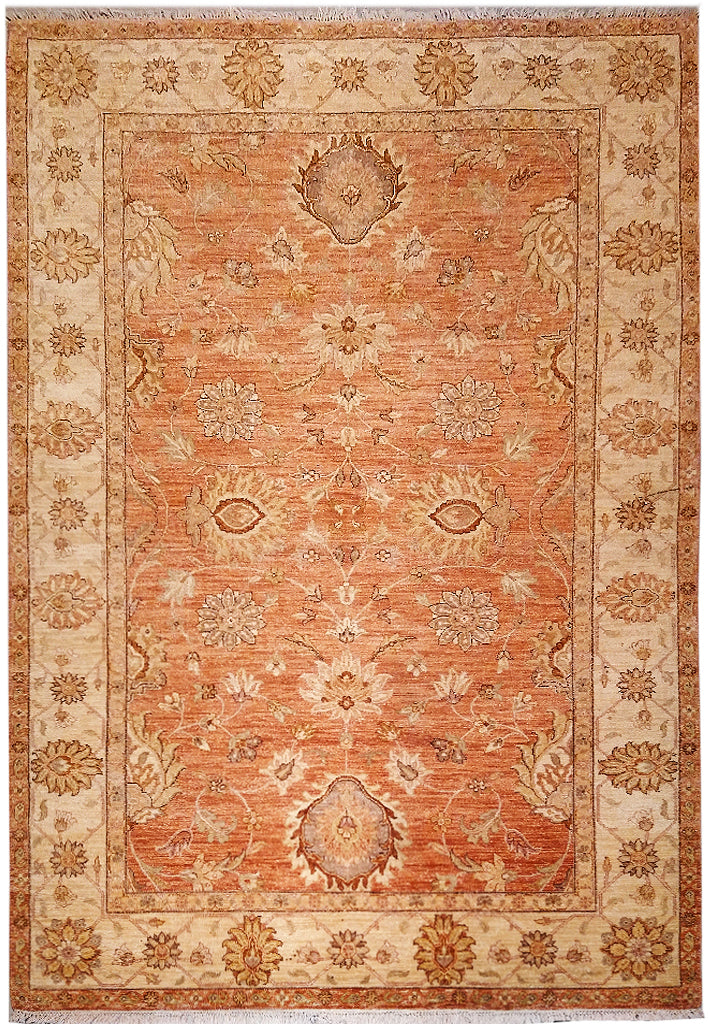 5 x 9 Oushak Chobi Zigler Rug Warm soft CORAL #5367